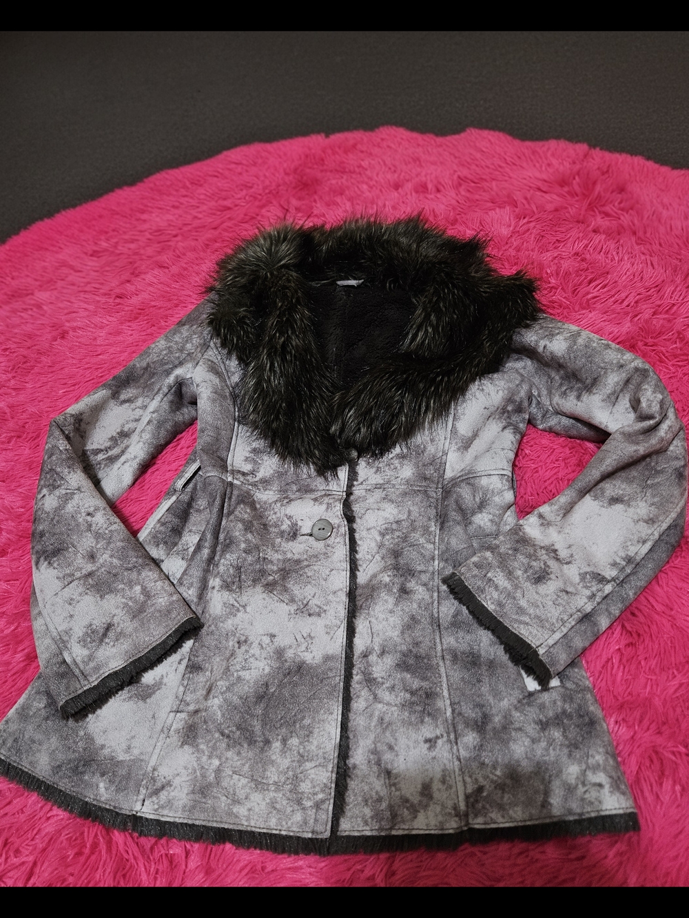 Faux Fur Collar Grey Women's Coat